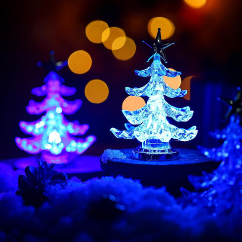 Glooglitter 8 7 Pcs LED Christmas Table Lights Lighted Tabletop Lights with USB Changing Colors Mini Christmas Tree