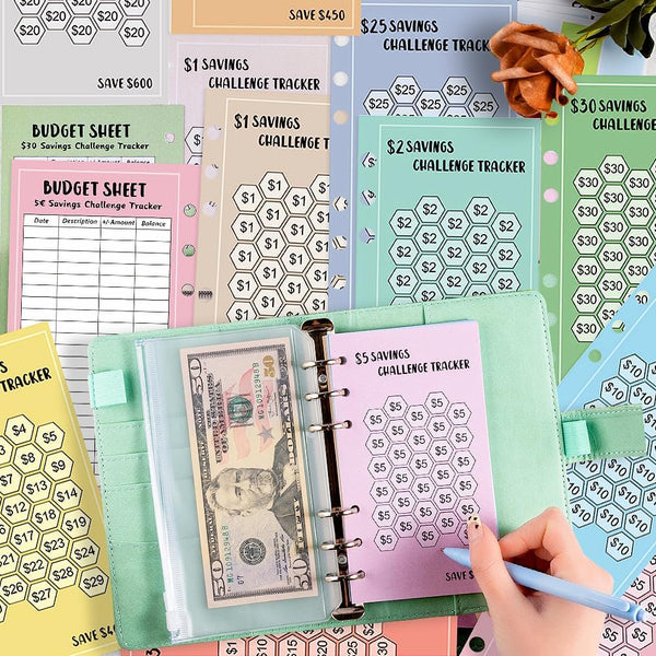 Yajuo 48 Sheets 100 Envelopes Money Saving Challenge Binder Trackers, 6 Ring A6