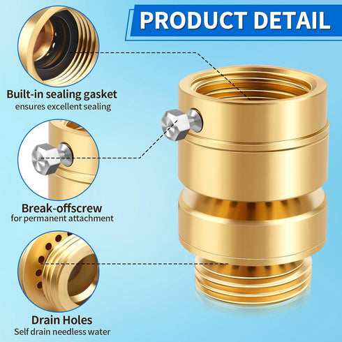 3/4" 1-1/16" 3/4" 1-1/16'' 3/4" Boltigen Self Draining Vacuum Breaker, No Lead Brass GHT Hose Bib Backflow Preventer