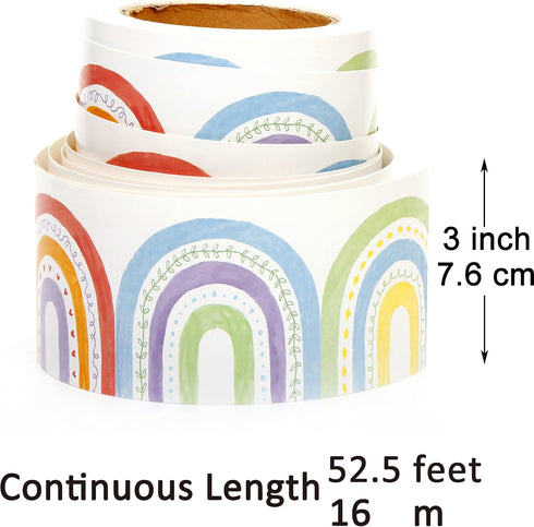 Youngever 52.5 ft Bulletin Board Borders, Rainbow Design for Classroom Decoration