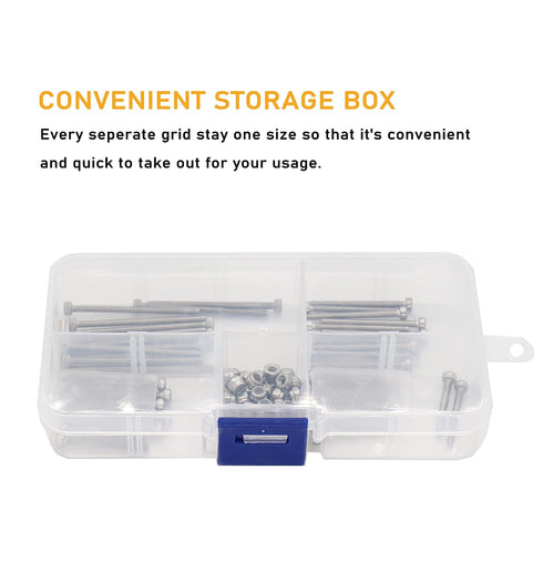 binifiMux 160pcs M2.5 Hex Socket Cap Screws, Self Locking Nuts Assortment Kit with Wrench, Silver 304 Stainless Steel
