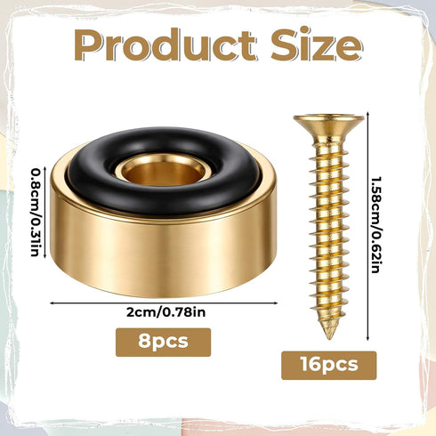 HANLANXUE 8 0.8 0.31 Inch Pcs Brass Cutting Board Feet with Nonslip Pads x Rubber Feet for Cutting Boards, Solid Brass