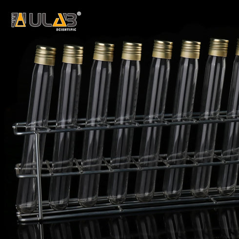 ULAB Scientific 50pcs 25ml Glass Test Tubes with Aluminum Screw Caps, Borosilicate Glass, Dia.18x145mm, Thickness