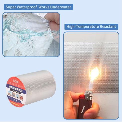 6" W x 16.4'L Waterproof Aluminum Butyl Tape for RV Repair, Glass Repairs, Window Caulking, Boat Sealing