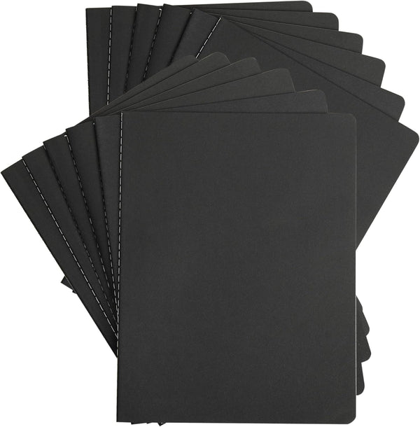 Large Notebook Journals Bulk, 12 Pack A4 Size, Black Cover, 60 Unlined Pages, 8.5x11 inch, 80GSM Paper