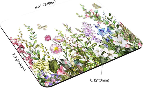Border with Herbs and Wild Flowers Mouse Pad Non-Slip Rubber Base Gaming MousePads for Computers Laptop Office, Computer Mouse Pad for Wireless Mouse, 9.5"x7.9"x0.12" Inch(240mm x 200mm x 3mm) by TSSOHU