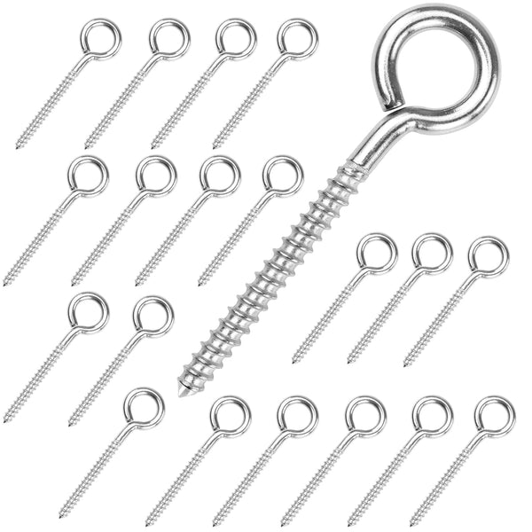 Muzata 20 Pack 3.3 Inch Stainless Steel Eye Screws for Heavy Duty Self Tapping M6 Eyelet Hooks