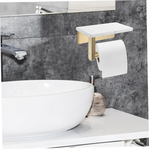 Stylish Wall-Mounted Marble Finish Paper Towel Holder for Effortless Bathroom Organization