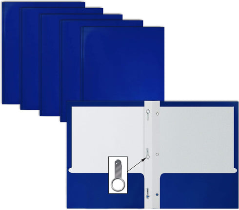 Better Office Products 25-Pack Glossy Blue File Folders, 8.5 x 11-Inch, Letter Size with 3 Metal Prongs