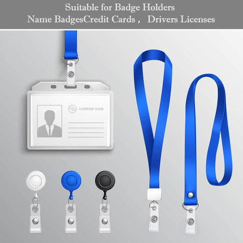 Clear ID Badge Holder Strap, Plastic Badge Strap with Snap and Eyelet Vinyl Clips for Card Holder (50 Pieces)