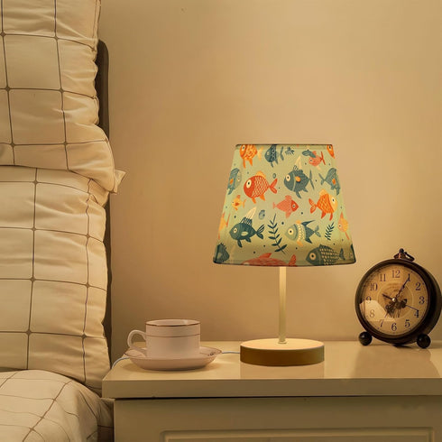 3 ALAZA Bedside Lamp Fish Blue Ocean Table Lamp for Bedroom Desk Lamp with USB Port LED Nightstand Color Temperatures