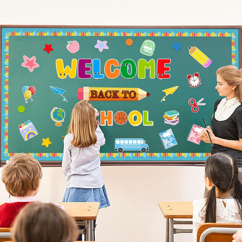 Back to School Classroom Bulletin Board Decoration Set - Welcome Cutouts for First Day of School Wall Door Decor