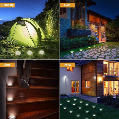 Aogist Solar Ground Lights, 8 LED In-Ground Outdoor Landscape Lighting for Lawn, Patio, Pathway, Yard, Deck (White, 4