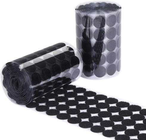 Black Self Adhesive Dots - 1000pcs (500 Pairs) 3/4" Diameter Hook and Loop Dots for School, Office