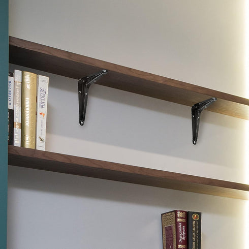 Uenhoy 10 Pack 8 Inch (8" 6") Shelf Brackets Heavy Duty Metal Floating Shelf Brackets, Black Corner Brace Wall Mount L