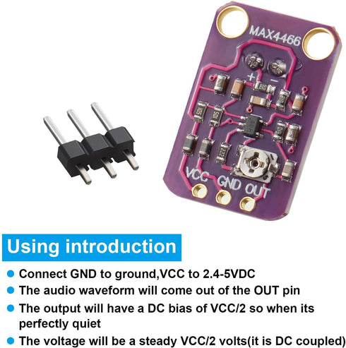 6 Pieces Electret Microphone Amplifier Module MAX4466 - Adjustable Gain Blue Breakout Board