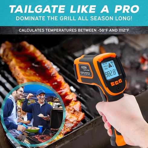 Kizen Infrared Thermometer Gun (LaserPro LP300) - Handheld Surface Thermometer for Griddle, Grill, Oven, Engine, A/C -