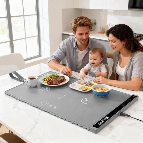3rd 24" x15" 6 1-3H Garvee Gen Upgraded Food Warming Mat, AB Dual Zone Independent Heating, Electric Warming Tray