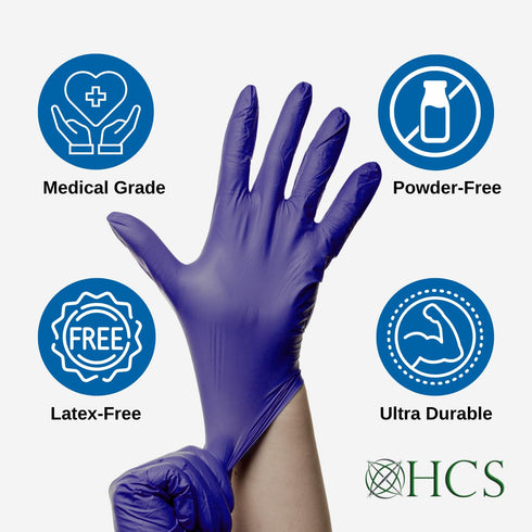 250 Count 4 HCS Nitrile Gloves (More Per Box) - Chemo Protection, Medical Gloves Disposable - Latex-Free Rubber Glove