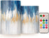 BOESI Abstract Oil Painting in Blue Flameless Candles Color Changing LED Candles with