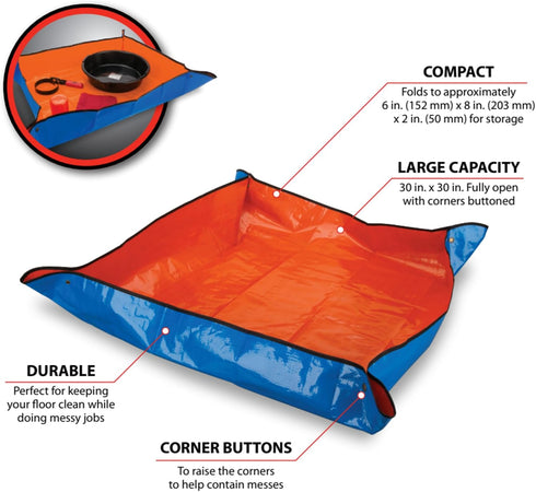 Performance Tool W4089 30 inch 30 inch by Collapsible Oil Drip Pad - Plastic Oil Catching Pad, Easy Oil Changes, Auto