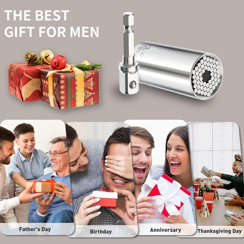 Prowin 3pcs Universal Socket Wrench Ratchet Useful Tool Sets for Men Father's Day Gifts Power Drill Adapter Retract to Form Almost Any Shape 1/4in-3/4in by Prowin