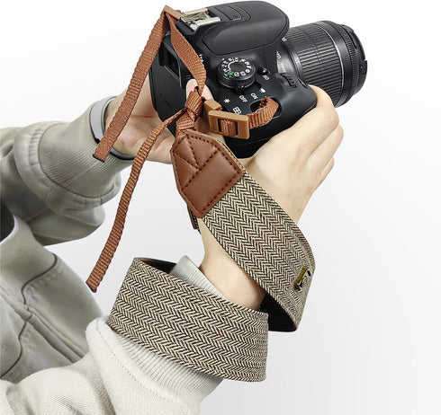 1 Pack, TENOC Vintage Camera Strap Canvas Herringbone Neck Shoulder Strap with Quick Release Buckles