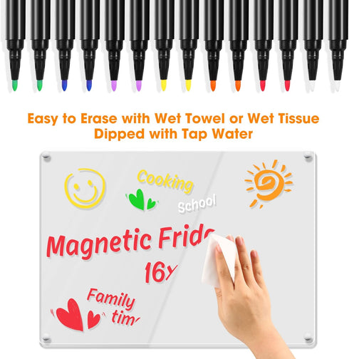 Liquid Chalk Markers for Acrylic Fridge Calendar, 14 Pack, 7 Vibrant Colors, 1mm Fine Points, Easy Wet Erase