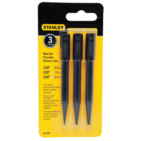 STANLEY 3-Piece Nail Setter, Steel (58-230)