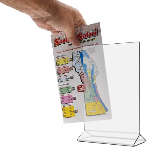 8 Pack 5x7 Inch Counter Marketing Holders Sign Holder Double Sided Top Load Clear Acrylic Menu Price List or Notice