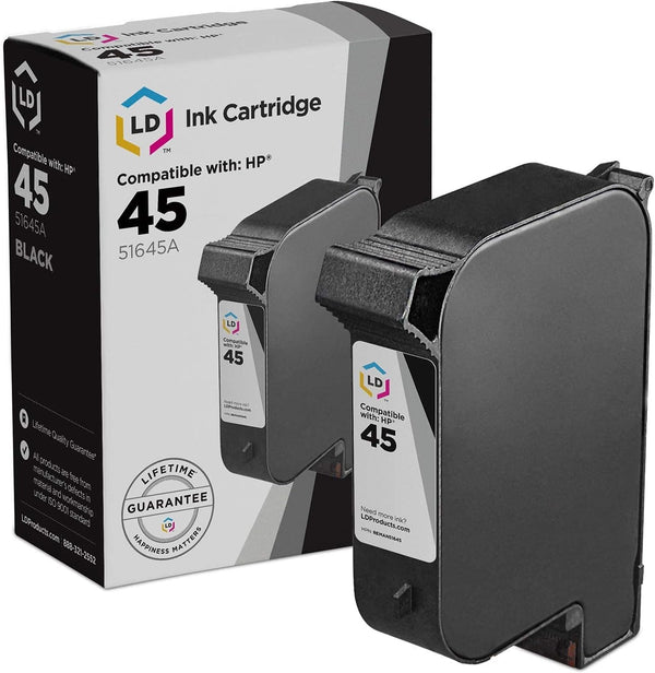 Remanufactured HP 45 51645A Ink Cartridge Replacement for PhotoSmart 1000 1100 1100xi 1115 1215 1315 (Black)