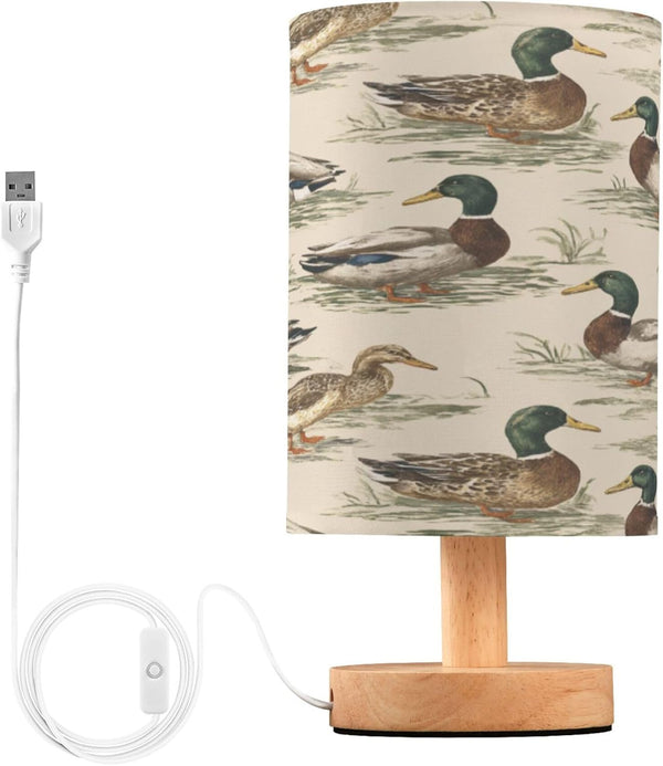 Vozoza Mallard Duck LED Table Lamp with USB Port Night Light Bedroom Lamps