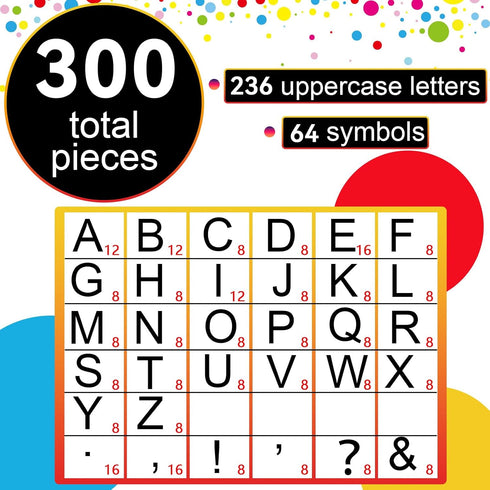 Qyeahkj 300 PCS Large 7" Font Bulletin Board Letters, Black with Rainbow Neon Decoration Border for Classroom Decor