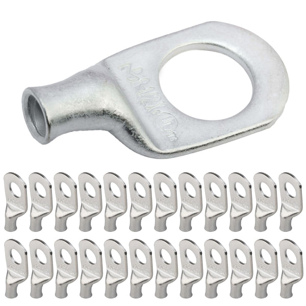 SELTERM 25pcs 8 AWG 1/2" Stud Marine Grade Tinned Copper Battery Cable Lugs, UL Electrical Connectors