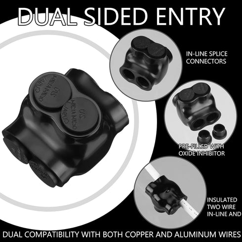 Insulated Wire Connectors, Multi Splice Dual Entry Electrical Power Connector, 2 Port Wire Connectors (5 Pcs)