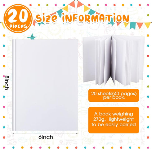 SATINIOR 20 Pcs Hardcover Blank Book for Kids | 6 x 8 Inch DIY Story Writing & Sketchbooks for Classroom