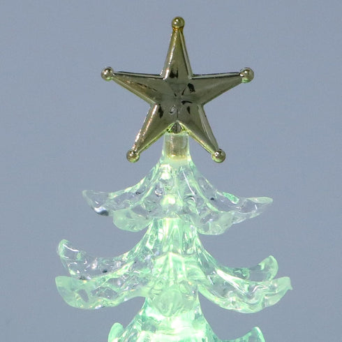 3Pcs 7-Color Angoily Tabletop Christmas Tree, Acrylic LED Night Lights USB Operated Christmas Decorations, Mini Xmas