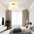 13.3"Semi 3-Light Flush Mount Ceiling Light Fixture, Modern Close to Ceiling Light With Fabric Flower-Shaped Shade