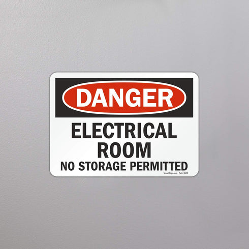 SmartSign "Danger - Electrical Room, No Storage Permitted" Label - 7" x 10" Laminated Vinyl