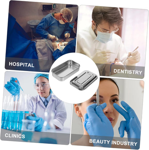 8 Inch Stainless Steel Medical Instrument Tray with Lid - Ideal for Home and Salon Use