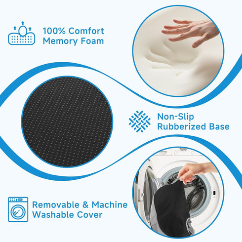 Seat Cushion for Office Chair, Ergonomic Memory Foam Office Chair Cushion with U-Shaped Coccyx Support, Non-Slip Base