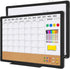 EAONE Monthly Calendar Whiteboard and Cork Board Combo, 24" X 18", Double-Sided Magnetic Dry Erase Calendar, Black