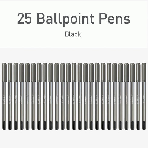 Pentonic Ballpoint Pens, 25 Count, Black Colored Ink, 1.0 mm Medium Point for Journaling & Note Taking