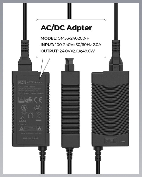 MUNBYN AC Adapter 24V 2.0A Power Supply - Black Power Adapter for P941, P130, 129B Label Printers