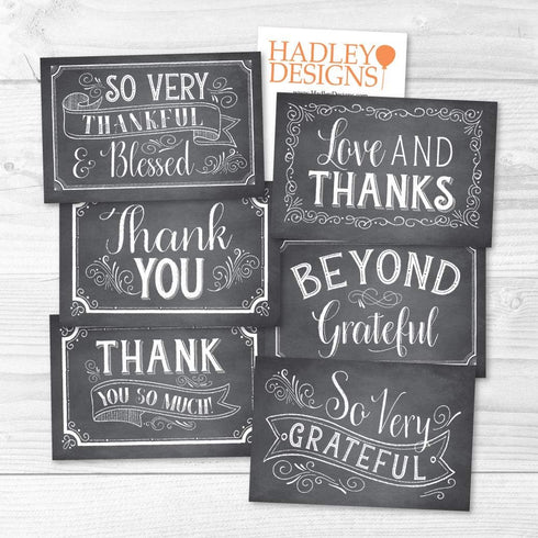 Hadley Designs 24 Chalkboard Thank You Cards | Envelopes, Great Note for Adult Funeral Sympathy or Gift Gratitude