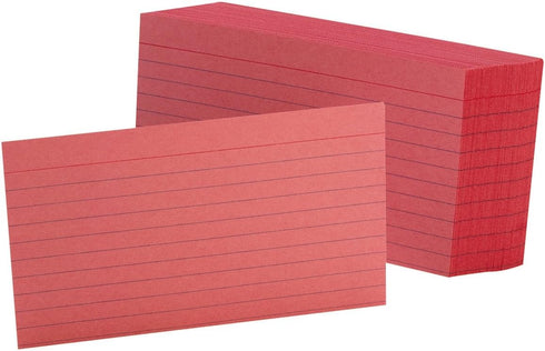 Oxford Ruled Color Index Cards, Cherry, 3" x 5", 100 Per Pack (7321 CHE)