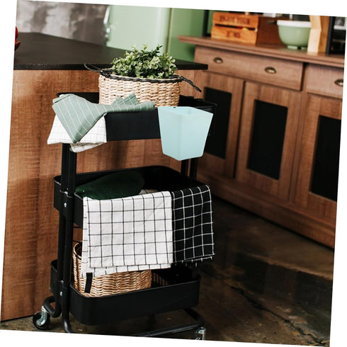 Setup ERINGOGO Utility Rolling Cart Organizer Stylish Hanging Cup Basket for Office Desk Space Saving Desktop Trash
