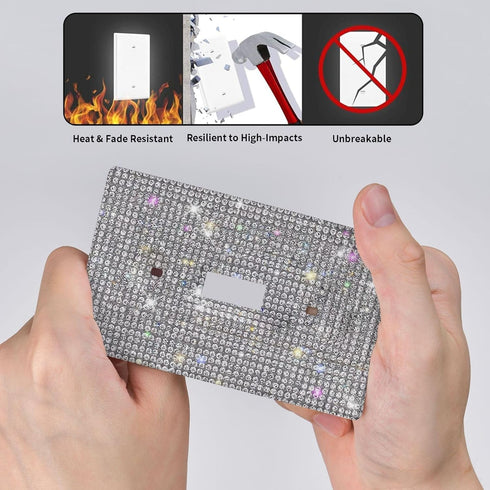 Silver Bling Rhinestones Single Toggle Switch Light Switch Cover Plates - Cute Sparkling Wall Plates for Home