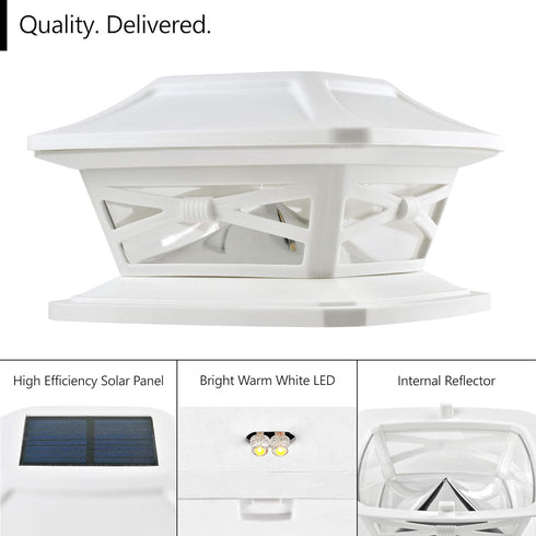Davinci Lighting Flexfit Solar Outdoor Post Cap Lights - Includes Bases for 4x4 5x5 6x6 Wooden Posts - Bright LED Light - Pearl White (1 Pack) by Davinci Lighting