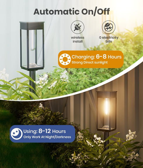 2 Pack IP65 ALFIOT Solar Pathway Lights Outdoor, Bright Solar Lights Outdoor, Waterproof Solar Garden Lights Solar